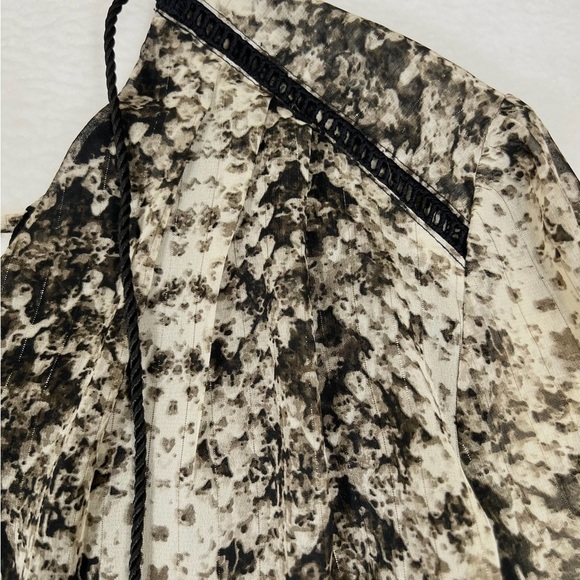 BUDDY LOVE Snakeskin Sheer Tie Tassel V Neck Bohemian Long Sleeve Blouse‎ Size M - Picture 6 of 15